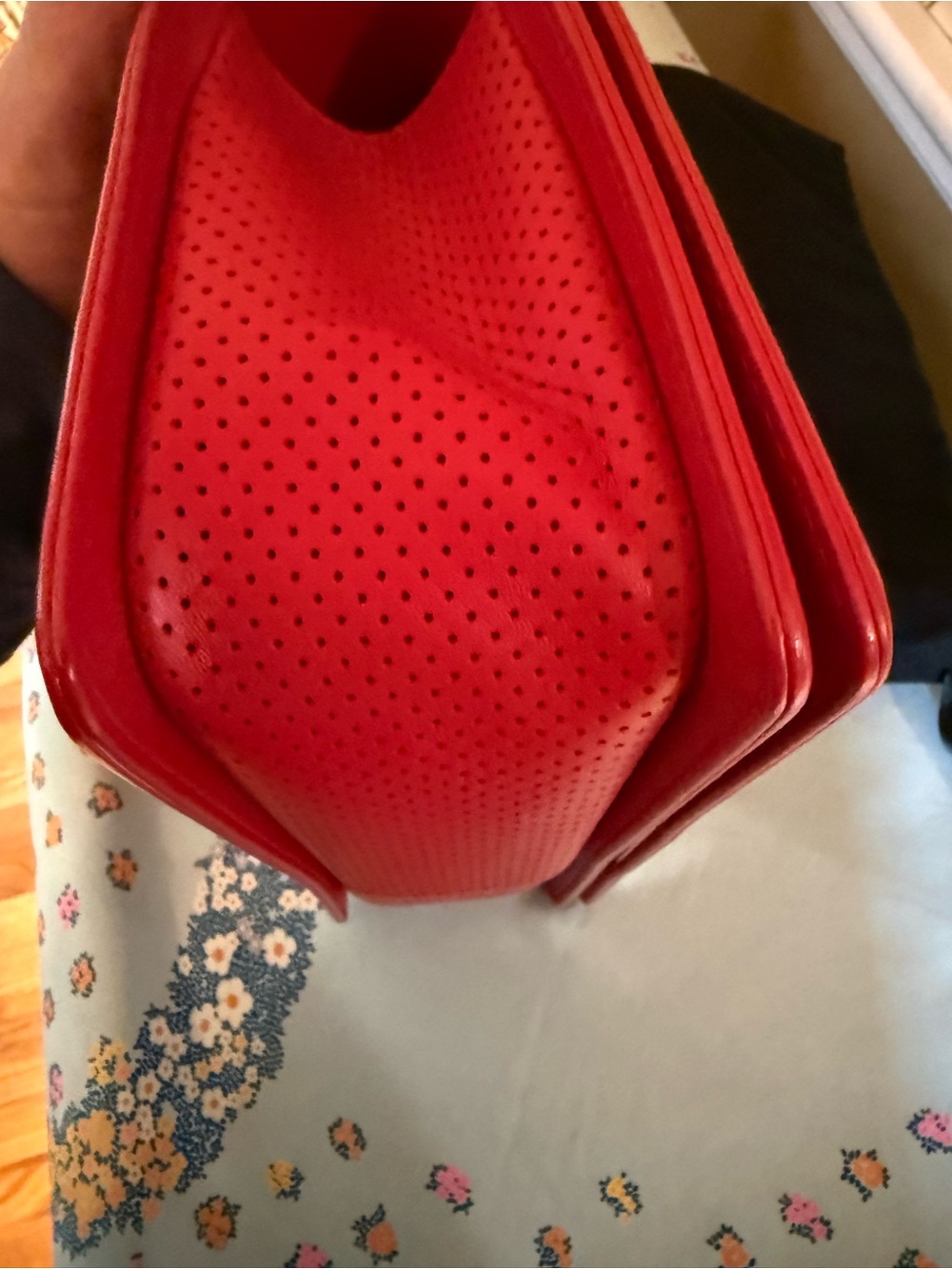 CHANEL Red Quilted Boy Flap Shoulder Bag with Silver Chain - Picture 6 of 10